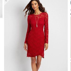 NWT Maurices Long Sleeve Lace Red Dress with Tulip Hem
